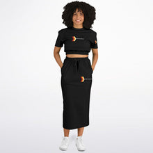 Load image into Gallery viewer, Athletic Cropped Short Sleeve Sweatshirt and Long Pocket Skirt Set – AOP