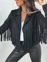 Load image into Gallery viewer, Solid Color Temperament Lapel Tassel Cropped Jacket HW5Z3AMTBU