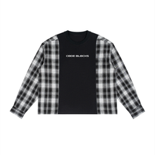 Load image into Gallery viewer, Unisex Plaid Panel Long Sleeve T-Shirt