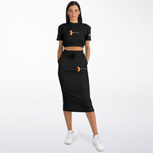 Load image into Gallery viewer, Athletic Cropped Short Sleeve Sweatshirt and Long Pocket Skirt Set – AOP