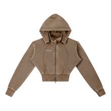 Load image into Gallery viewer, Vintage Washed Cropped Fleece Hoodie