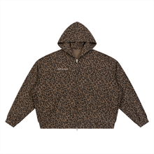 Load image into Gallery viewer, Unisex Leopard Print Waffle Full Zip Hoodie