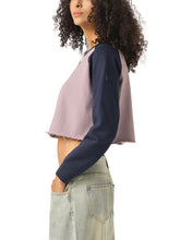 Load image into Gallery viewer, Raw-Hem Color-Block Raglan Crop Sweatshirt