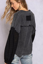 Load image into Gallery viewer, POL Oversize Contrast Long Sleeve Half Button Blouse