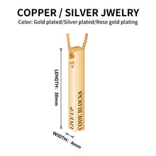 Load image into Gallery viewer, Engraved Vertical 3D Bar Necklace