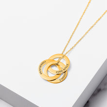 Load image into Gallery viewer, Engraved 3 Interlocking Russian Rings Necklace