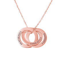 Load image into Gallery viewer, Engraved 3 Interlocking Russian Rings Necklace