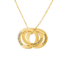 Load image into Gallery viewer, Engraved 3 Interlocking Russian Rings Necklace