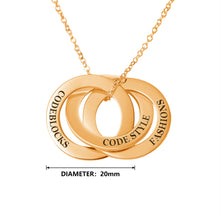 Load image into Gallery viewer, Engraved 3 Interlocking Russian Rings Necklace