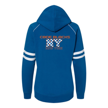 Load image into Gallery viewer, J. America 8645 Women's Varsity Fleece Piped Hooded Sweatshirt