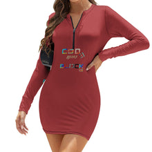 Load image into Gallery viewer, Women's Zipper Long Sleeve Hip Dress