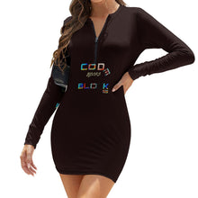 Load image into Gallery viewer, Women's Zipper Long Sleeve Hip Dress