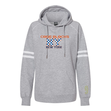Load image into Gallery viewer, J. America 8645 Women's Varsity Fleece Piped Hooded Sweatshirt