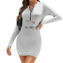 Load image into Gallery viewer, Women's Zipper Long Sleeve Hip Dress