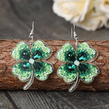 Load image into Gallery viewer, Lucky Clover Acrylic Dangle Earrings