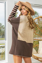 Load image into Gallery viewer, BiBi Striped Contrast Long Sleeve Slit Top