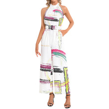 Load image into Gallery viewer, Halter Neck Buckle Belted Jumpsuit
