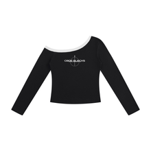 Load image into Gallery viewer, Women’s Color Block Off-the-Shoulder T-Shirt
