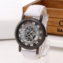 Load image into Gallery viewer, Fashion Business Skeleton Watch Men Engraving Hollow Reloj Hombre Dress Quartz Wristwatch Leather Band Women Clock Relojes Mujer
