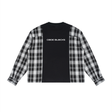Load image into Gallery viewer, Unisex Plaid Panel Long Sleeve T-Shirt
