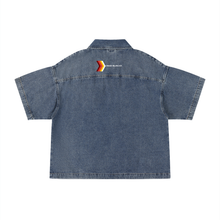 Load image into Gallery viewer, Unisex Vintage Wash Boxy Quarter-Zip Denim Shirt
