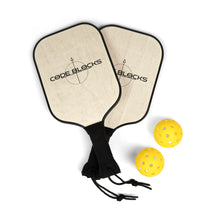 Load image into Gallery viewer, Pickleball Paddle Set – 'Code Blocks' Logo Kit (2 Paddles + 2 Balls)
