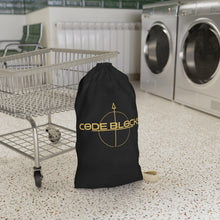 Load image into Gallery viewer, Code Blocks Gold Logo Laundry Bag — Tech Gamer Drawstring Bag
