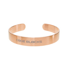 Load image into Gallery viewer, Rose Gold Engraved Cuff Bracelet — Customizable "Code Blocks" Tech-Inspired Jewelry
