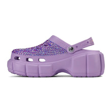 Load image into Gallery viewer, Womens Purple EVA Sole Bling Clogs with Custom Name Logo
