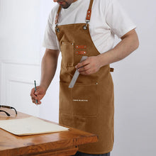 Load image into Gallery viewer, Unisex Canvas Cross Back Chef Aprons Multifunction with Large Pockets

