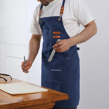 Load image into Gallery viewer, Unisex Canvas Cross Back Chef Aprons Multifunction with Large Pockets
