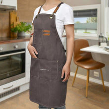 Load image into Gallery viewer, Unisex Canvas Cross Back Chef Aprons Multifunction with Large Pockets
