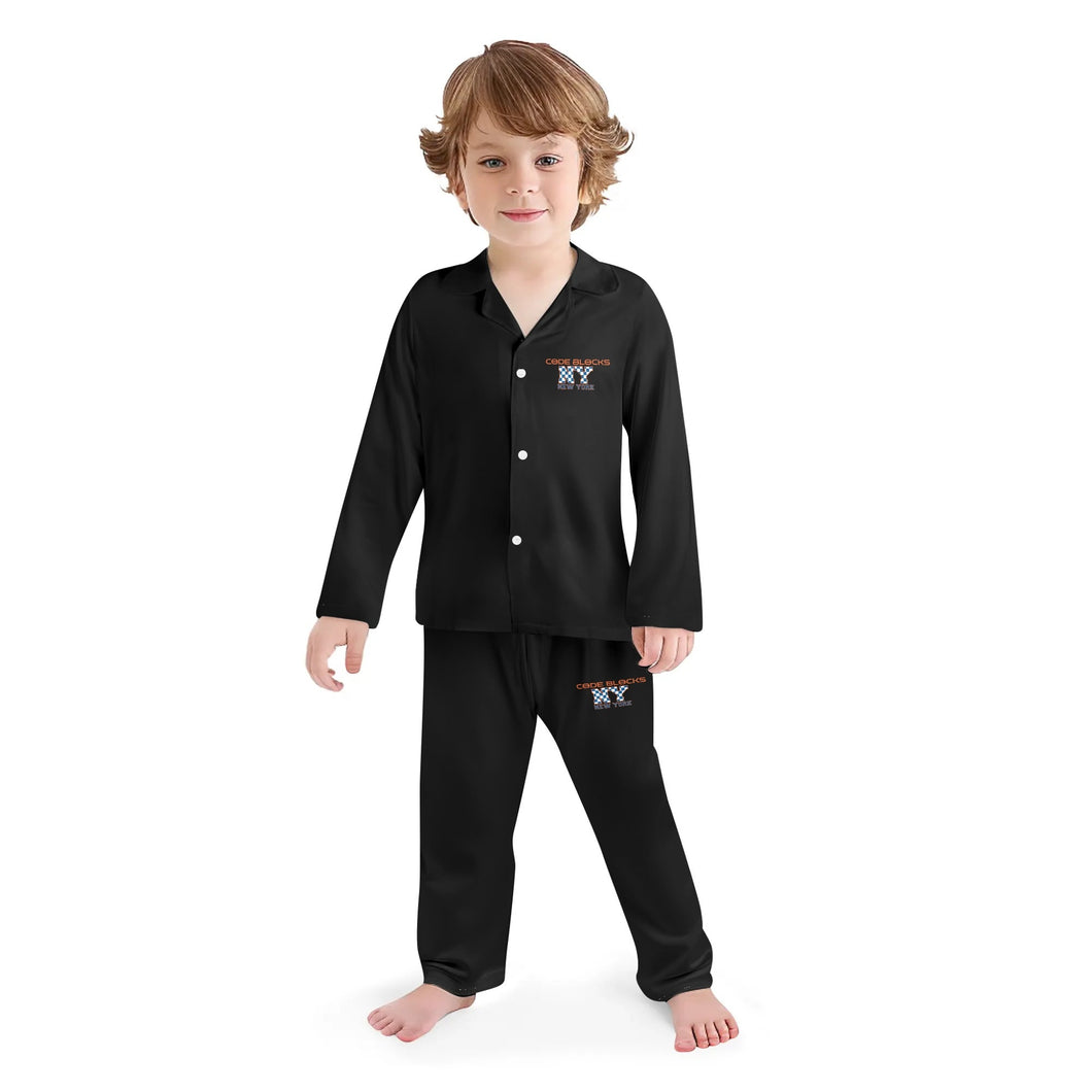 Kids Collar Design Long Nightwear Pajama Set (No Pockets)