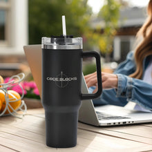 Load image into Gallery viewer, 40oz Stainless Steel Tumbler Travel Mug with Handle and Straw for Cup Holder
