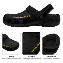Load image into Gallery viewer, Adults Black Warm House Clog Winter Fur Lined Garden Slippers

