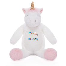 Load image into Gallery viewer, Personalized Cute Print Plush Unicorn for Birth Keepsake
