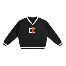 Load image into Gallery viewer, V-Neck Contrast Collar Boxy Sweatshirt
