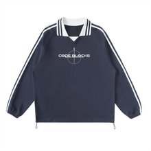Load image into Gallery viewer, Contrast Striped Lapel Collar Sweatshirt
