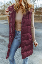 Load image into Gallery viewer, Longline Hooded Sleeveless Puffer Vest
