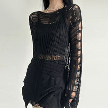 Load image into Gallery viewer, Hollow Out Knitting Sweaters For Women Round Neck Long Sleeve Casual Solid Loose Pullover Sweater Female Fashion
