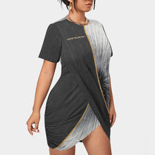 Load image into Gallery viewer, All-Over Print Women’s Stacked Hem Dress With Short Sleeve（Plus Size）
