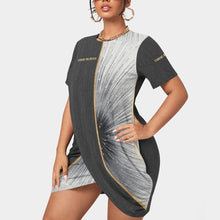Load image into Gallery viewer, All-Over Print Women’s Stacked Hem Dress With Short Sleeve（Plus Size）
