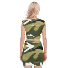 Load image into Gallery viewer, All-Over Print Women's Collarless V Collar Vest Skirt Suit
