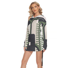 Load image into Gallery viewer, All-Over Print Women's One-shoulder Dress With Waist Shirring
