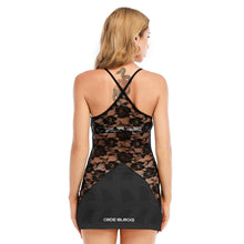 Load image into Gallery viewer, All-Over Print Women's Black Lace Cami Dress
