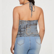 Load image into Gallery viewer, All-Over Print Women's Lace-Trimmed Tie-Back Top
