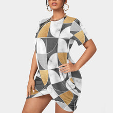 Load image into Gallery viewer, All-Over Print Women’s Stacked Hem Dress With Short Sleeve（Plus Size）
