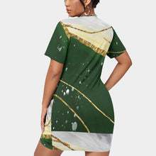 Load image into Gallery viewer, All-Over Print Women’s Stacked Hem Dress With Short Sleeve（Plus Size）

