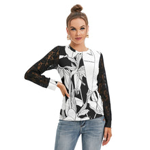 Load image into Gallery viewer, All-Over Print Women's T-shirt And Sleeve With Black Lace
