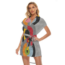 Load image into Gallery viewer, All-Over Print Women's Stand-up Collar Casual Dress With Belt
